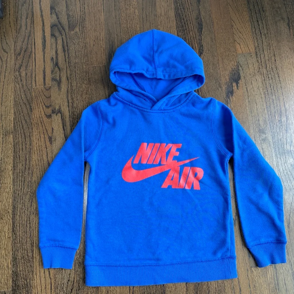 Kids Nike Air Blue With Red Letters Hoodie Pullover Youth Size 7